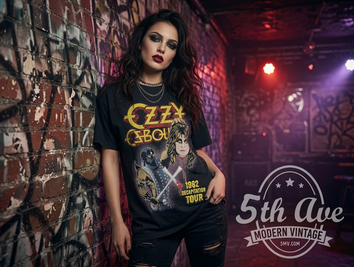 Ozzy Osbourne Vintage Tour T Shirt – 1982 Decapitation Tour Graphic Tee, Retro Band Shirt, 80s Rock Metal Concert Tee