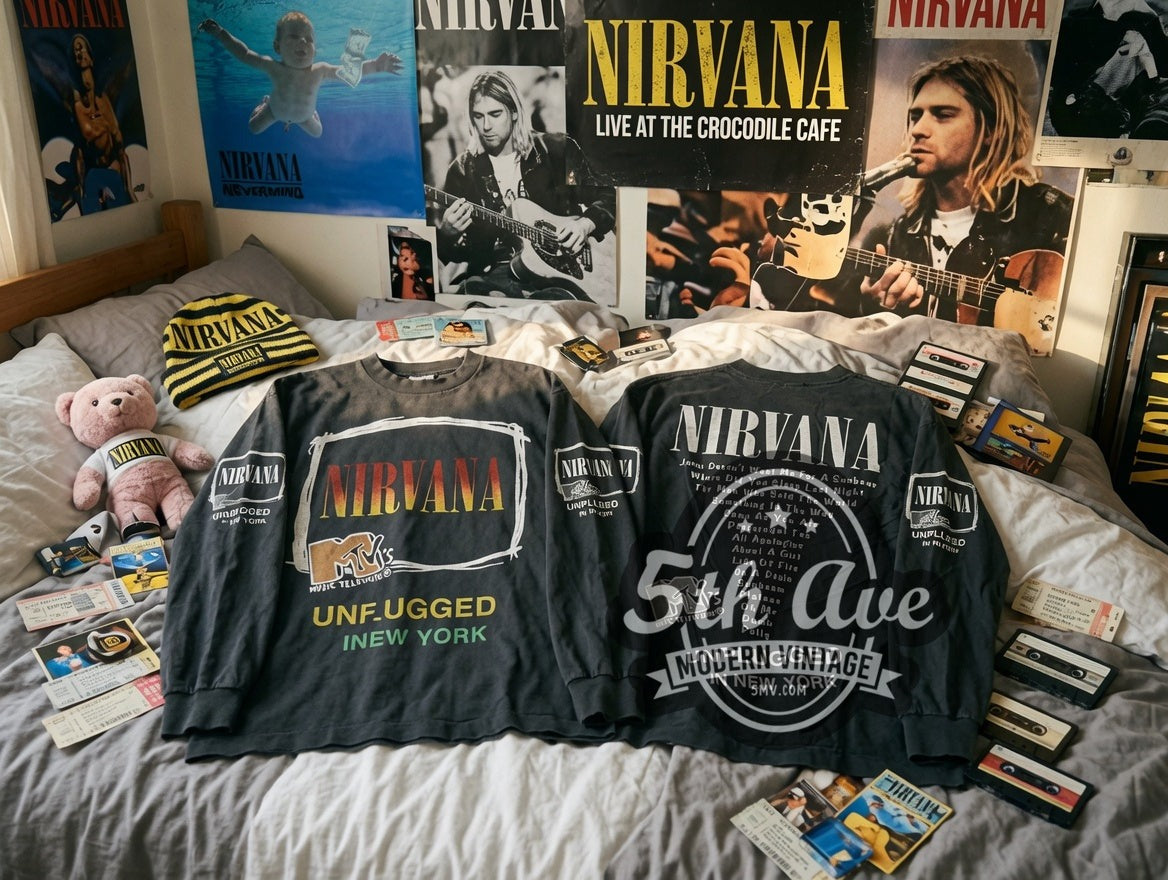 Nirvana vintage band long sleeve t-shirt, back view on the 5MV rack