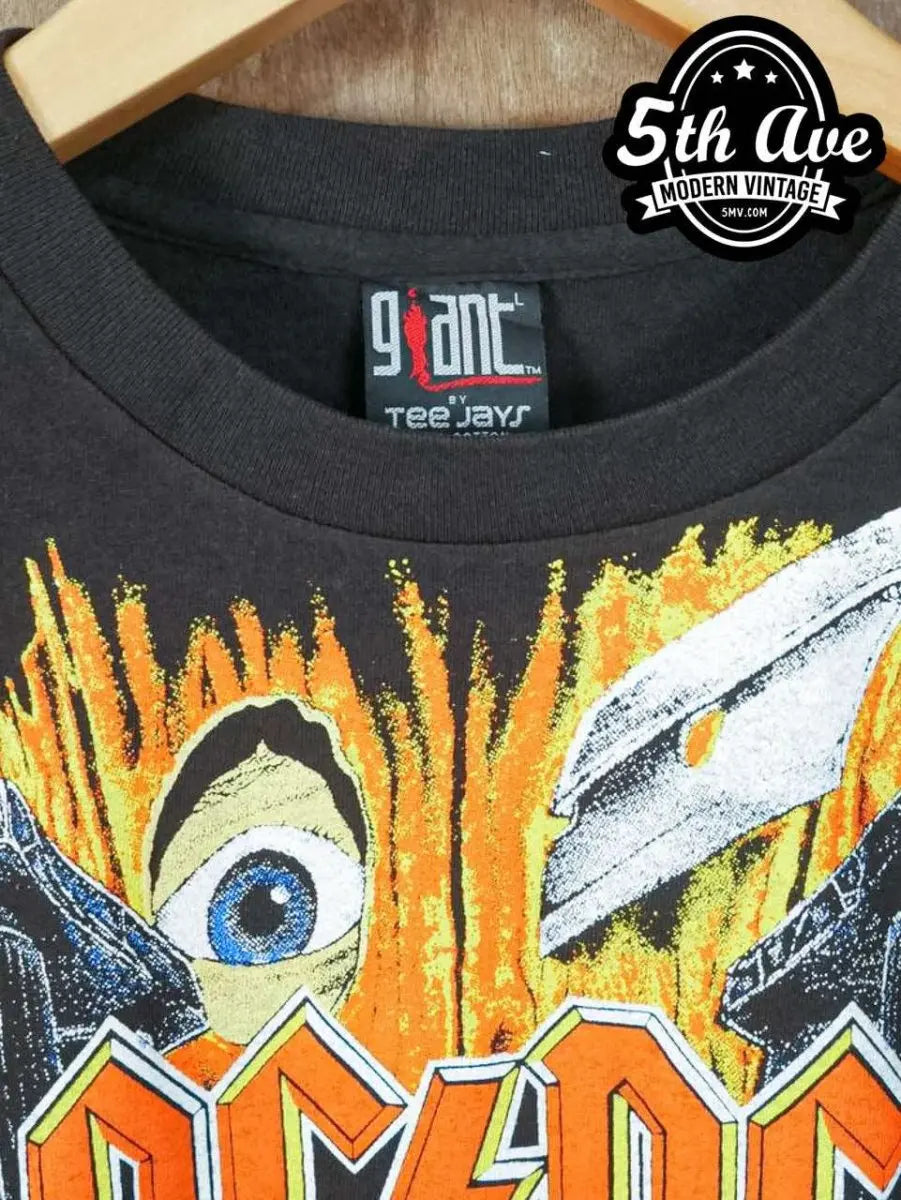 Rock 'n Roll Reverie: The All-Over Print AC/DC Angus Young Crew Neck Short Sleeve - Vintage Band Shirts