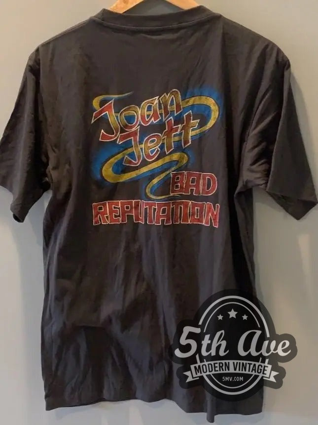 Joan Jett – Bad Reputation vintage band t-shirt hanging on a hanger