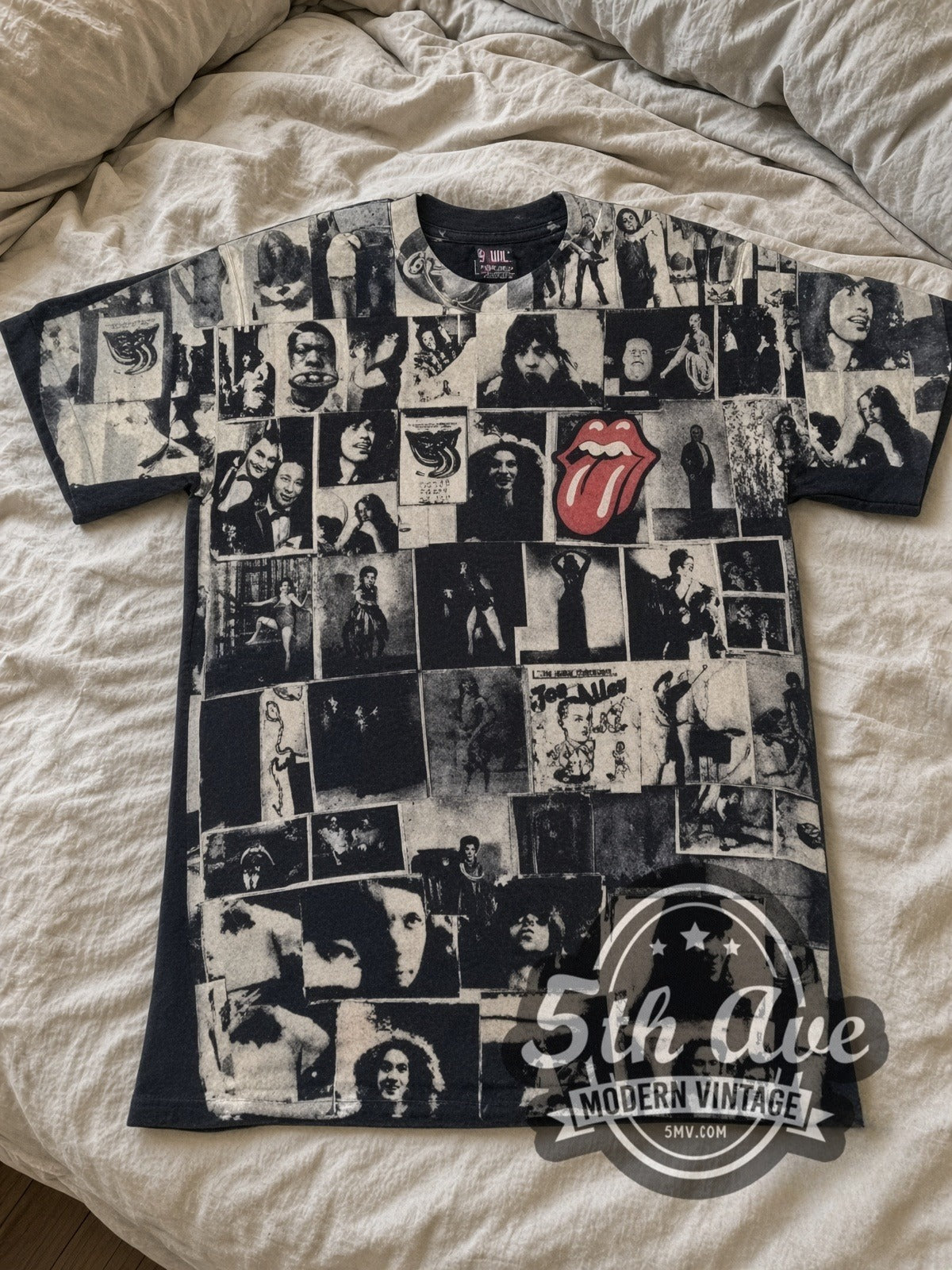 The Rolling Stones Exile on Main St Collage all-over-print vintage band tee laid flat