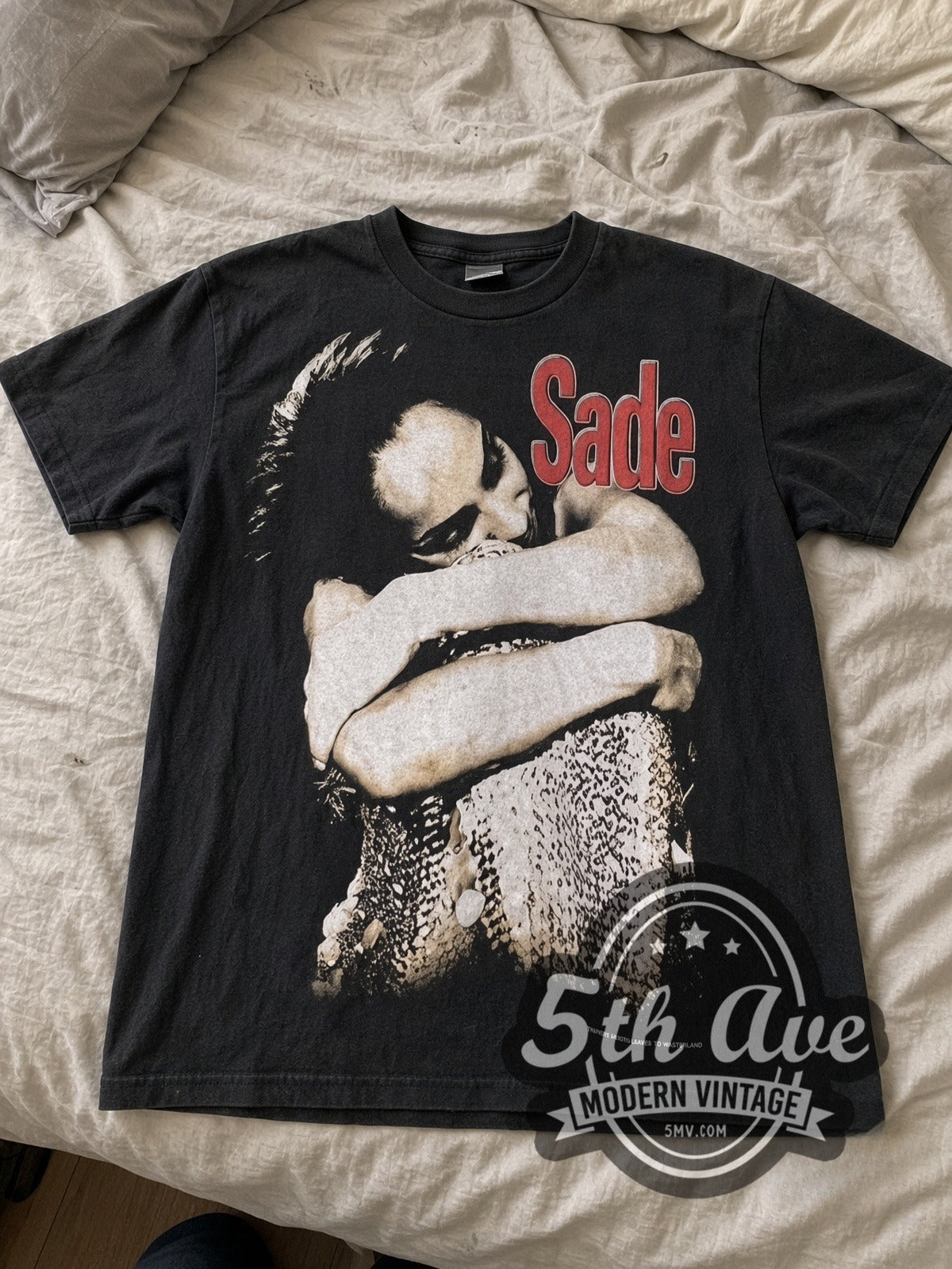 Sade Feels Like I'm in Paradise vintage band tee laid flat