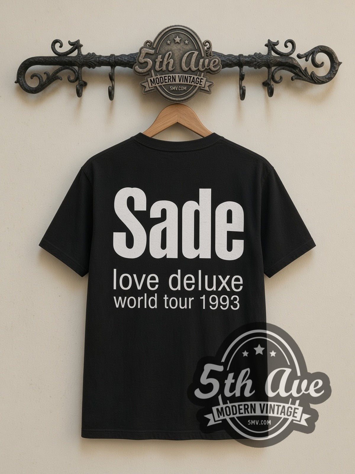 Sade Love Deluxe World Tour 1993 vintage band t-shirt, back view on the 5MV rack