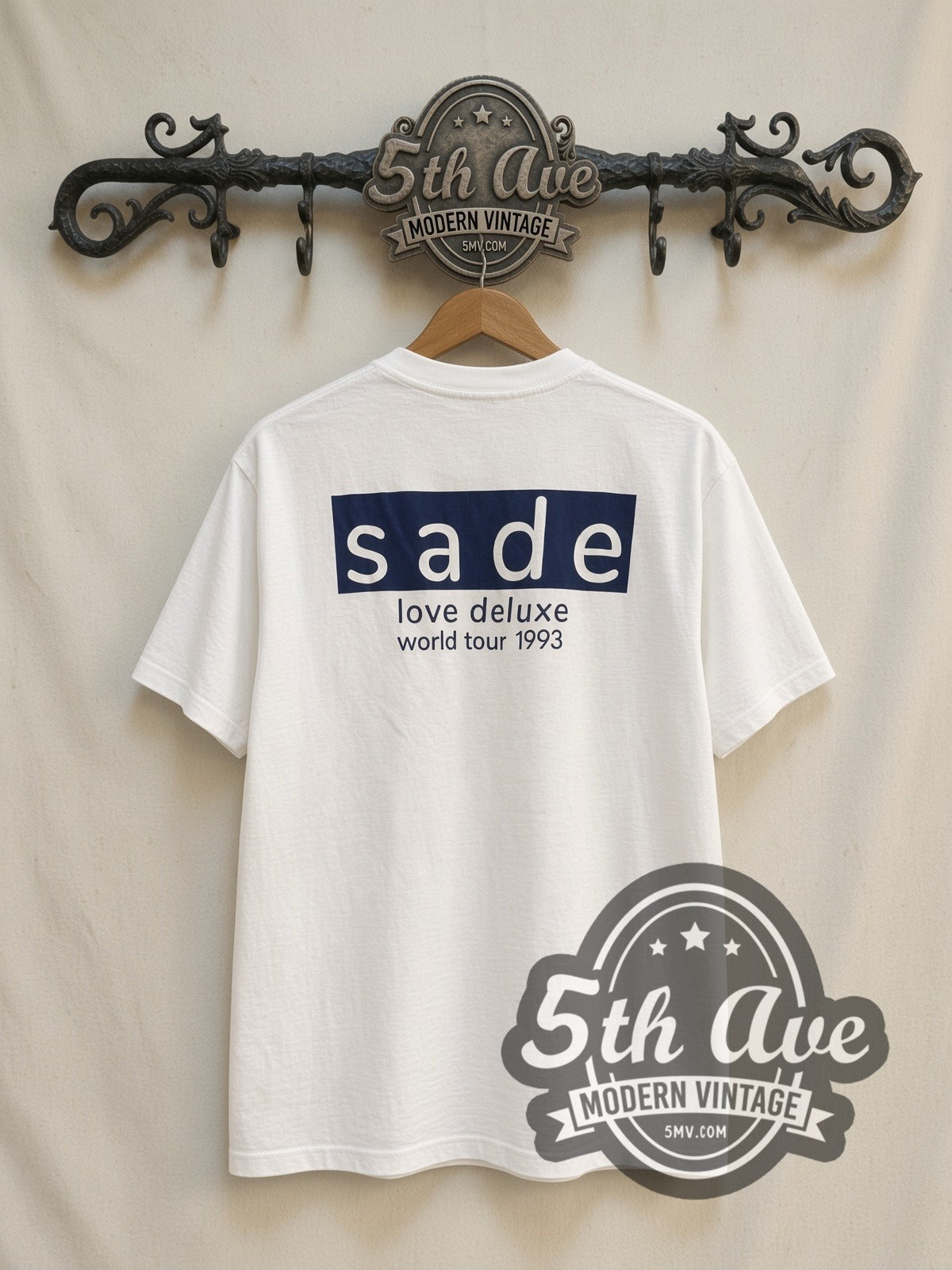 Sade Love Deluxe World Tour 1993 vintage band t-shirt, back view on the 5MV rack