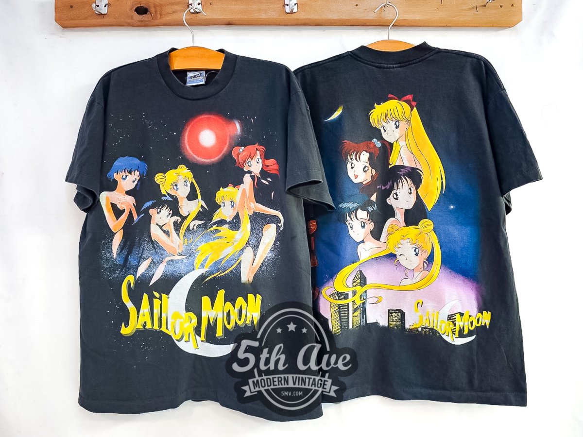 Sailor Moon 'Five Sailor Guardians' - Vintage Reprint Anime T-Shirt - Vintage Band Shirts