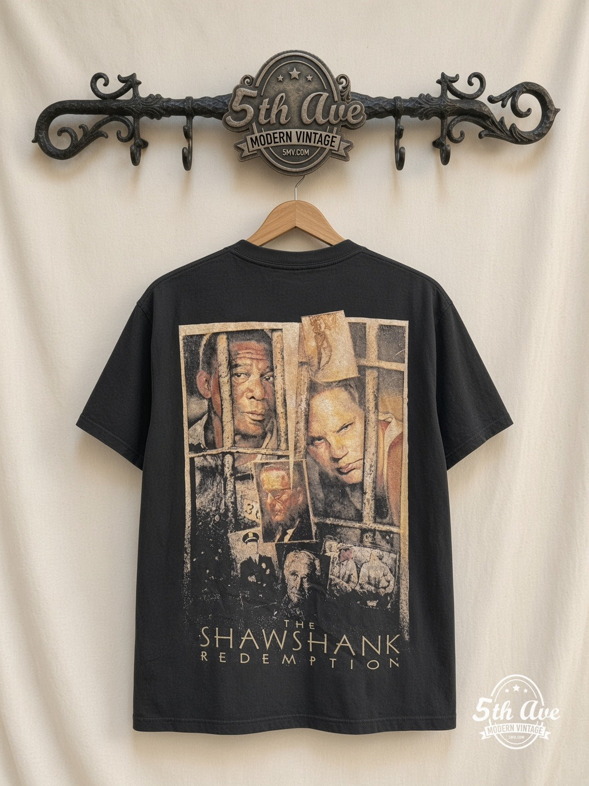 The Shawshank Redemption Cast Collage vintage t-shirt back on rack