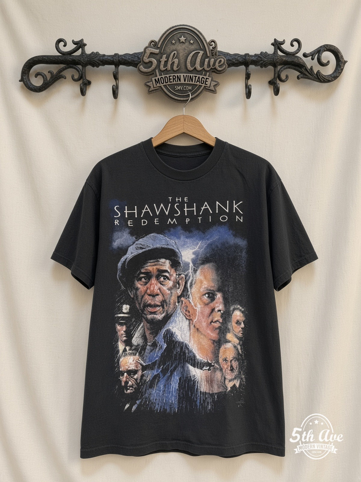 The Shawshank Redemption Cast Collage vintage movie t-shirt on rack