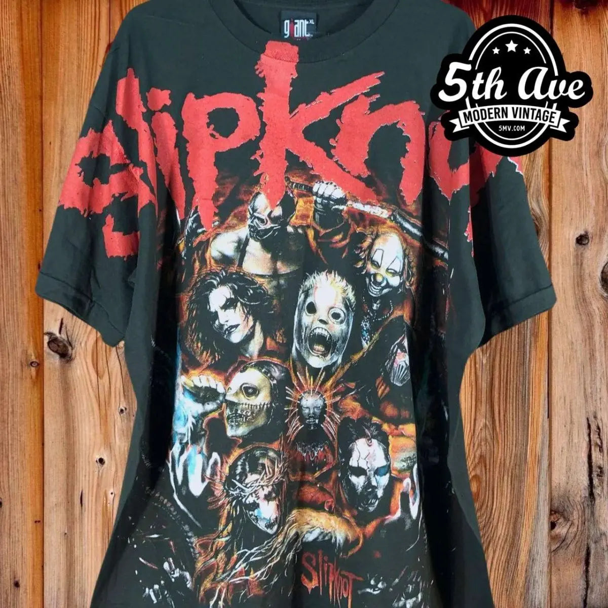 Slipknot: All-Over Print Single Stitch Short Sleeve t shirt with Giant Tag - Vintage Band Shirts