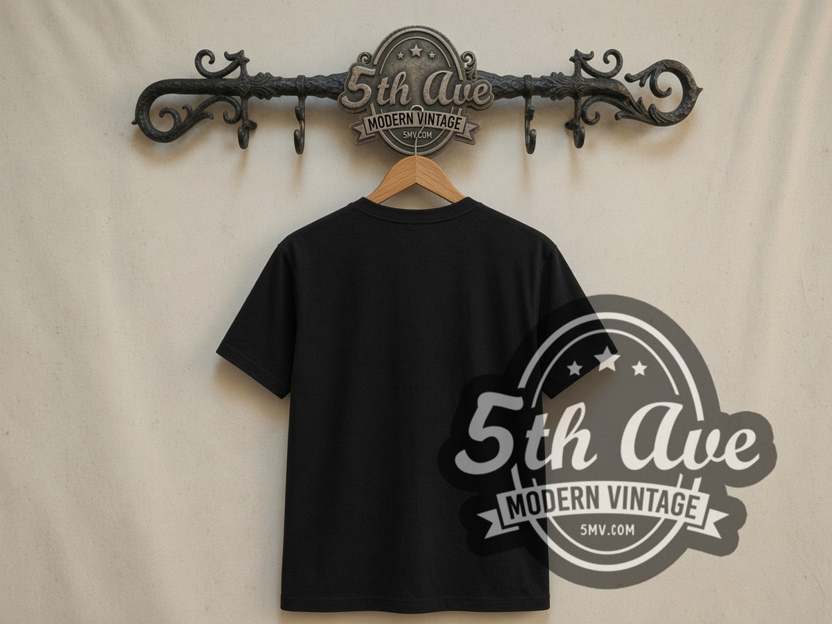 Plain black back of Sons of Anarchy Jax Back Patch double stitched tee on rack