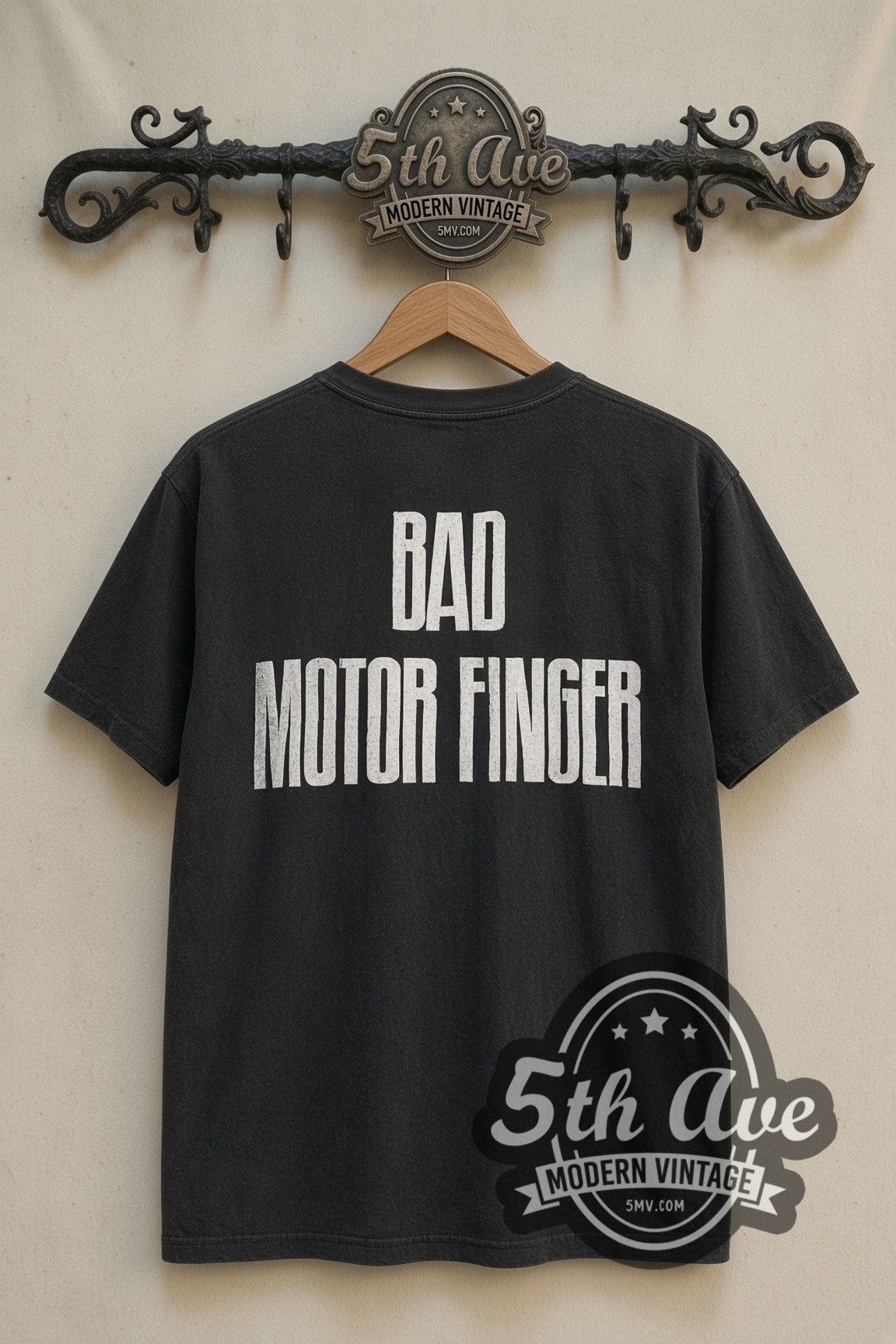 Soundgarden band t-shirt back with white BAD MOTOR FINGER text on rack