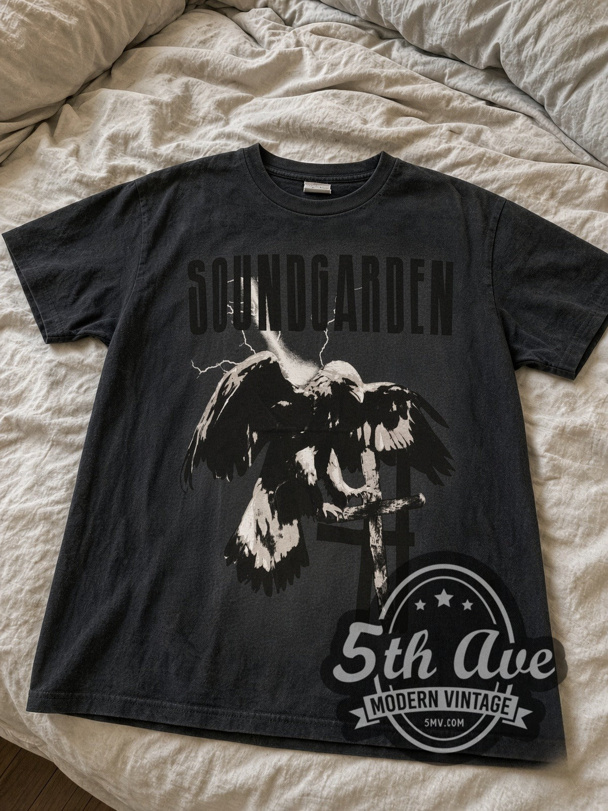Soundgarden Half Alive Raven Cross vintage band tee laid flat