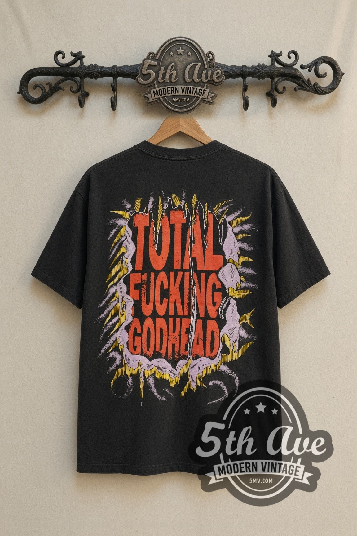 Back print of Soundgarden Total Godhead tee on the 5MV rack