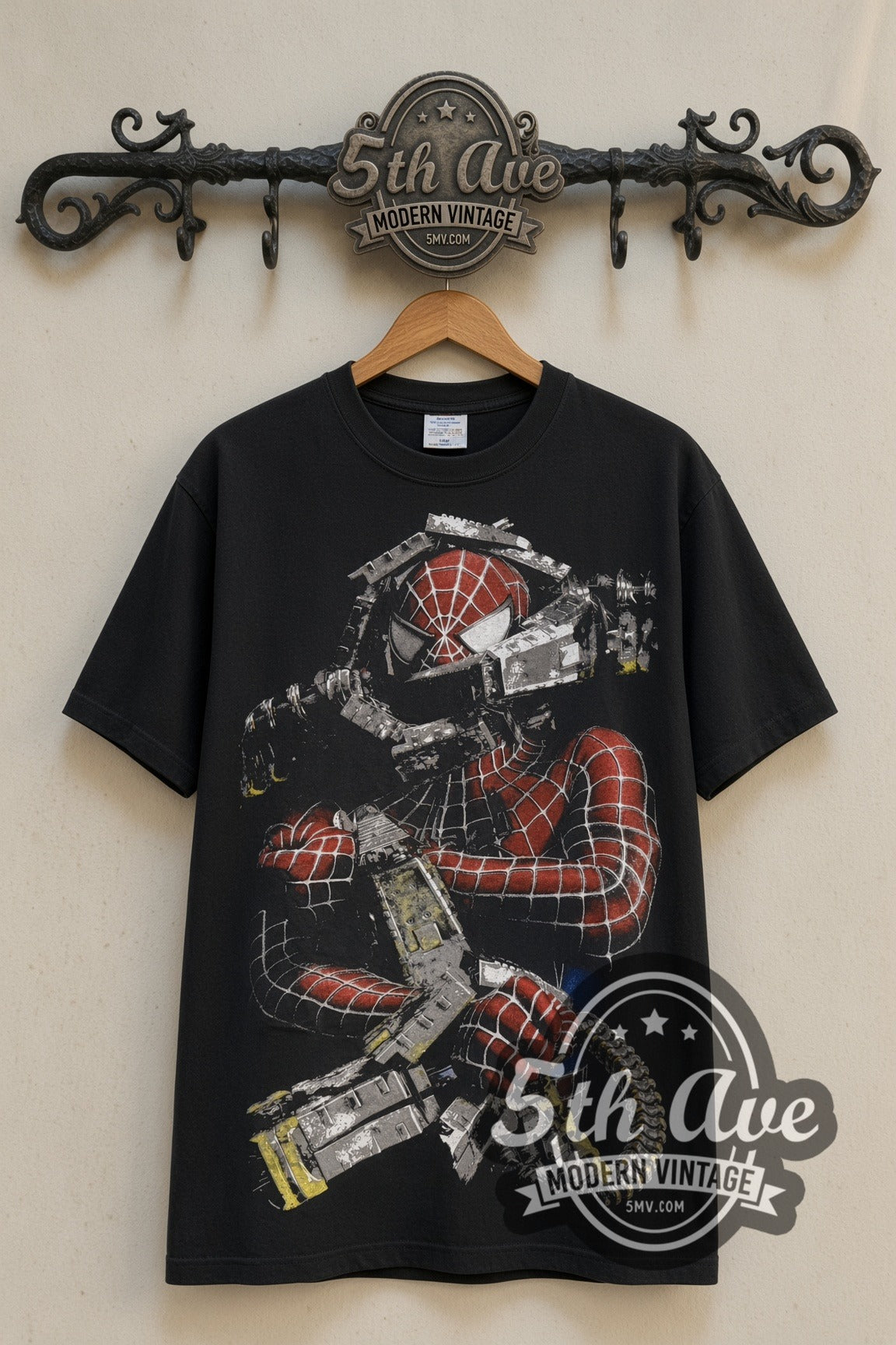 Spider-Man 2 Spidey vs Doc Ock Front & Back movie tee front on 5th Ave iron rack