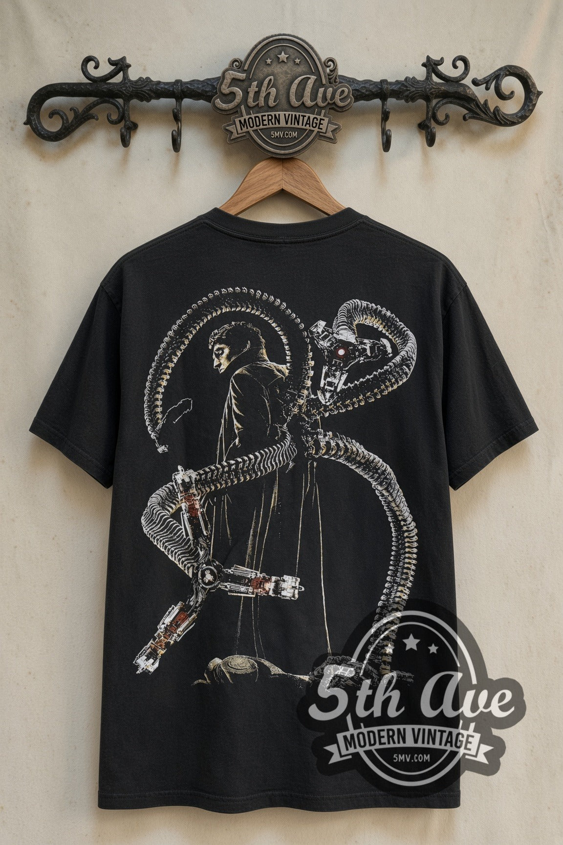 Back print of Spider-Man 2 Spidey vs Doc Ock Front & Back tee on 5th Ave rack