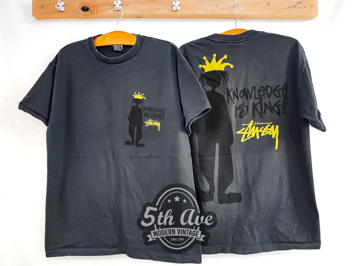 Stüssy 'Knowledge Is King' - Vintage Reprint T-Shirt - Vintage Band Shirts