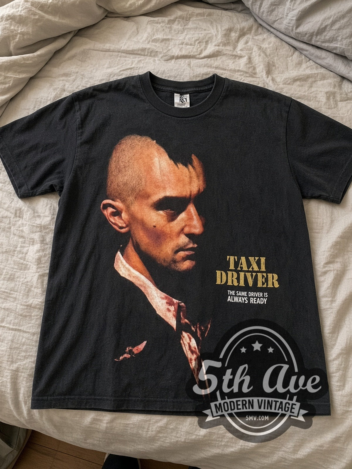 Taxi Driver You Talkin' To Me? Mohawk vintage movie tee laid flat