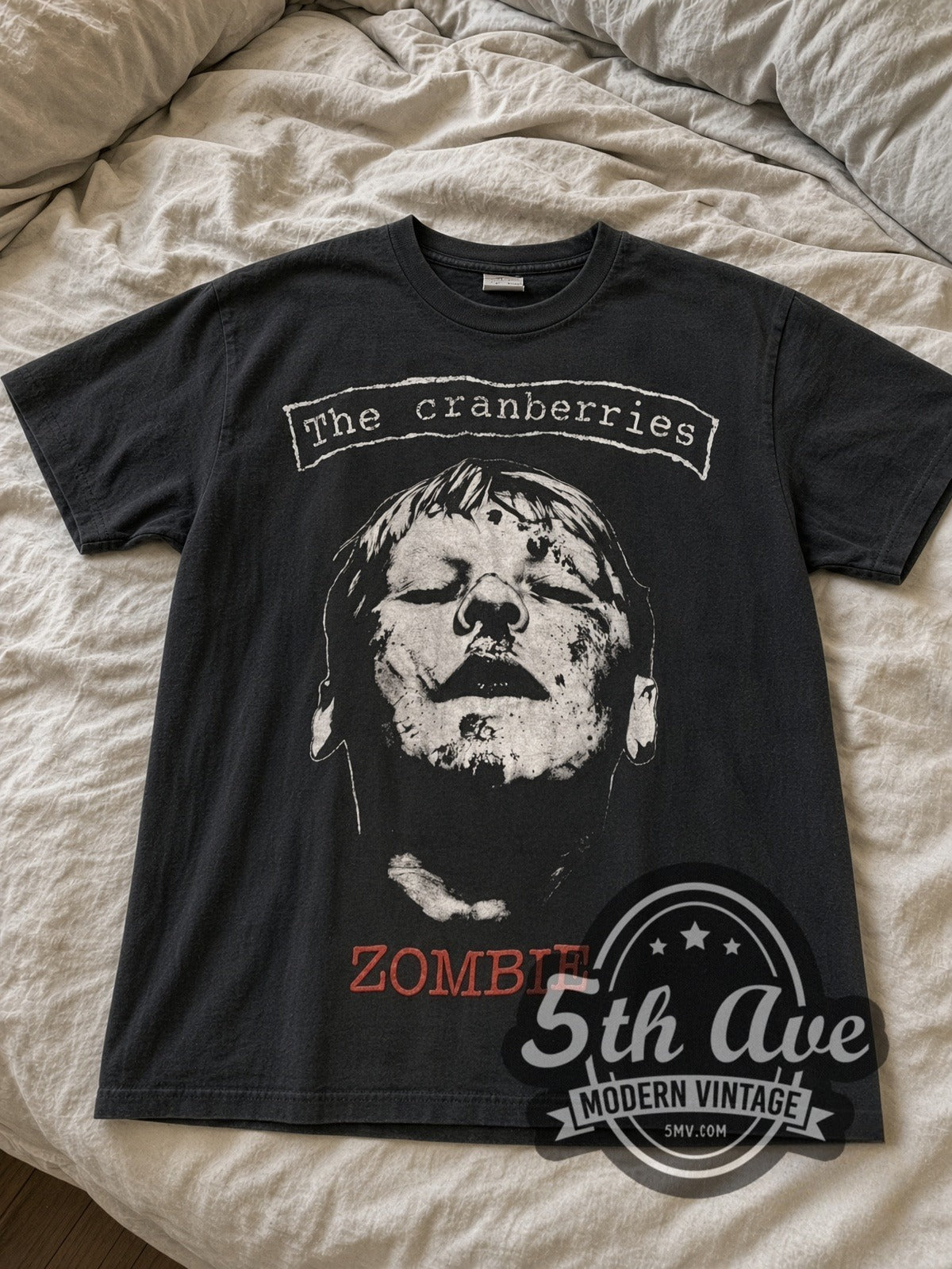 The Cranberries Zombie / No Need to Argue vintage band tee laid flat