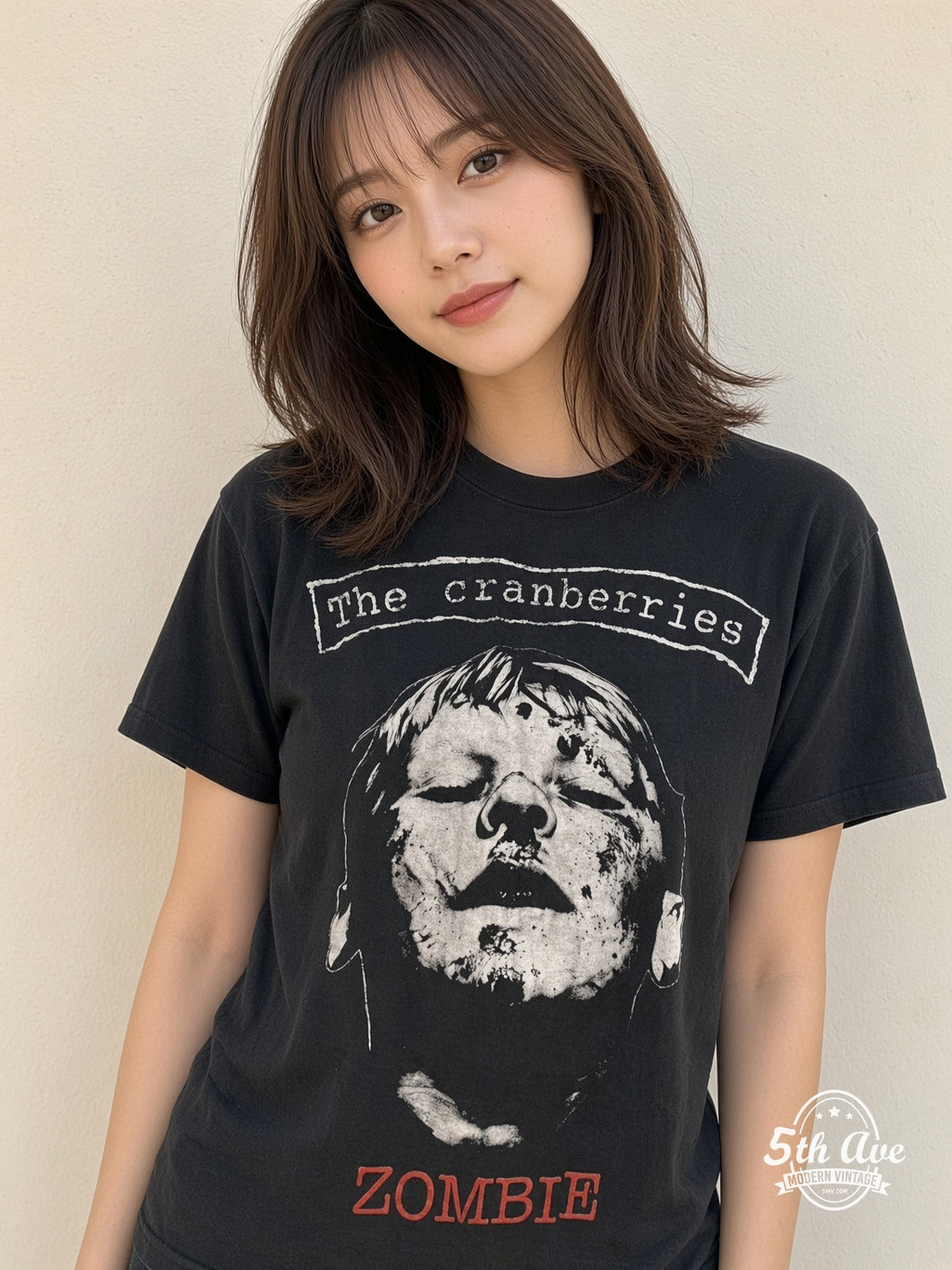 Model wearing The Cranberries Zombie No Need to Argue vintage t-shirt