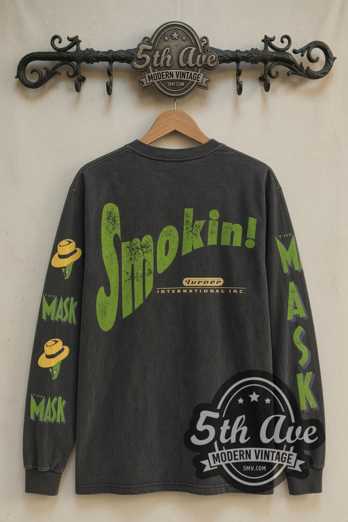Back print of The Mask Somebody Stop Me! / Smokin! vintage movie long sleeve tee on 5th Ave rack