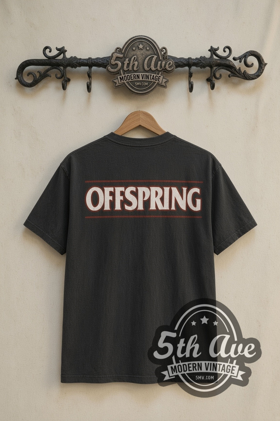 Back print of The Offspring logo bar tee on the 5MV rack