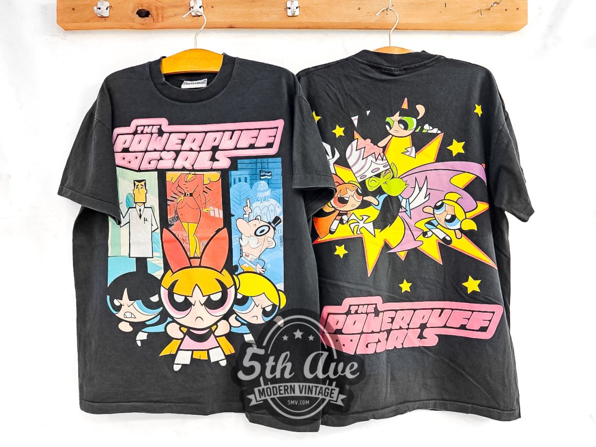 The Powerpuff Girls and Professor Utonium - Vintage Reprint Animation T-Shirt - Vintage Band Shirts
