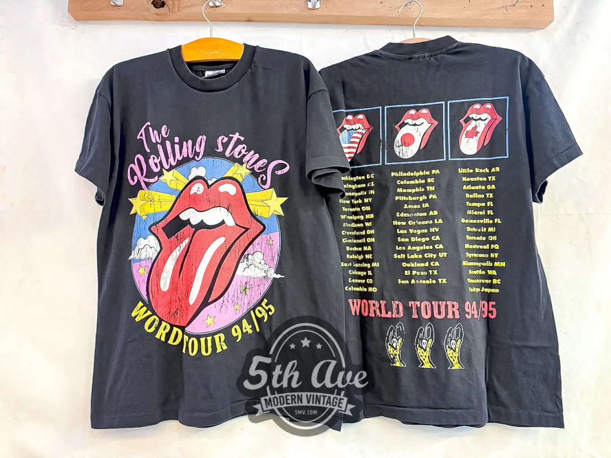 The Rolling Stones World Tour 1994/1995 - Vintage Reprint Band T-Shirt - Vintage Band Shirts