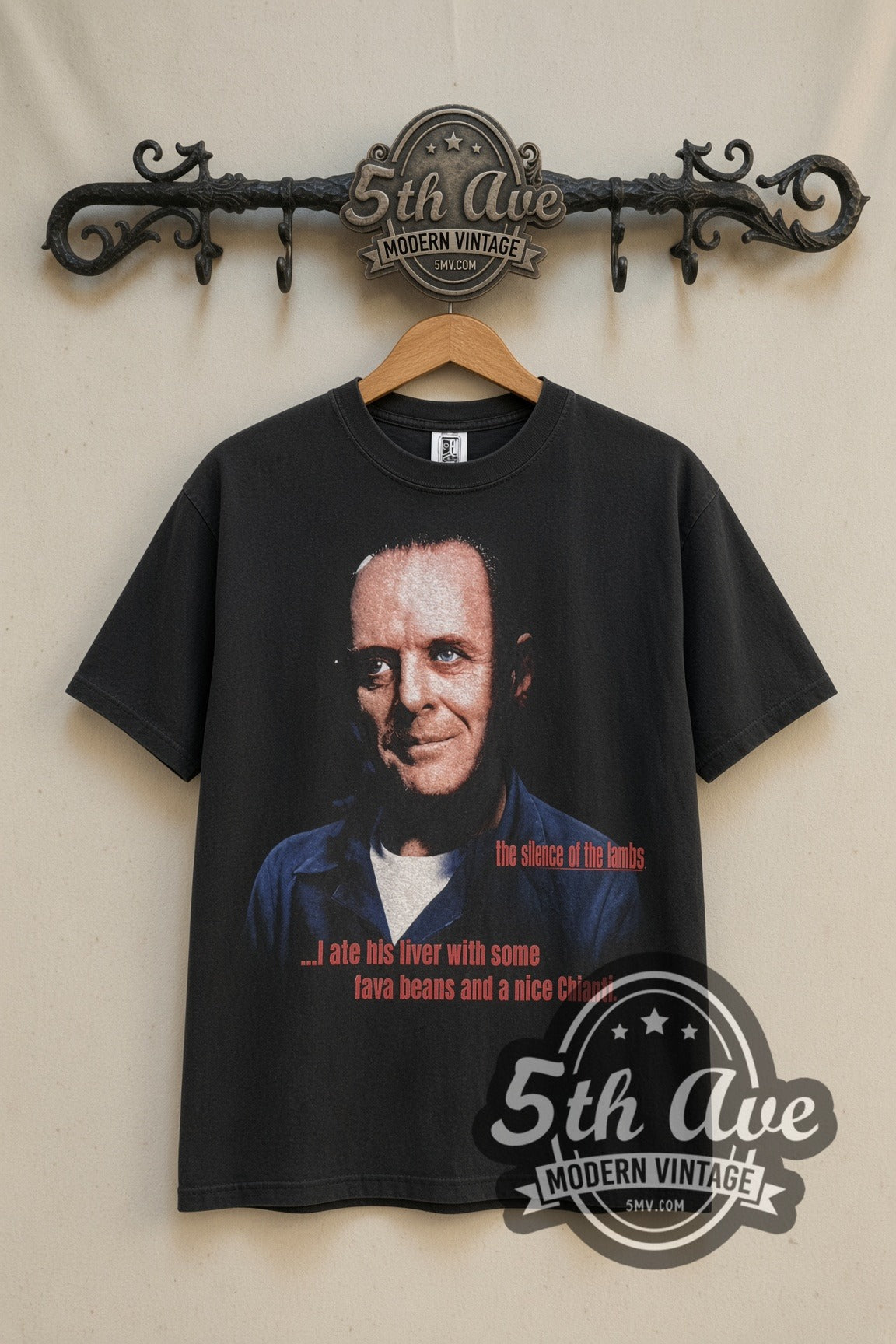 The Silence of the Lambs Hannibal Lecter t-shirt front on the 5MV rack
