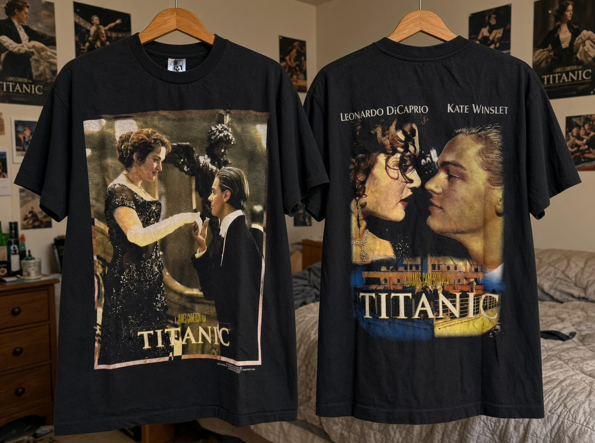 Titanic vintage movie tee on bed