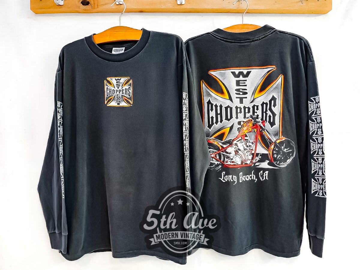 West Coast Choppers 'Long Beach, CA' - Long Sleeve Vintage Reprint T-Shirt - Vintage Band Shirts
