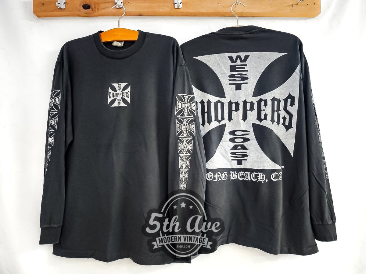 West Coast Choppers 'Long Beach, California' - Long Sleeve Vintage Reprint T-Shirt - Vintage Band Shirts