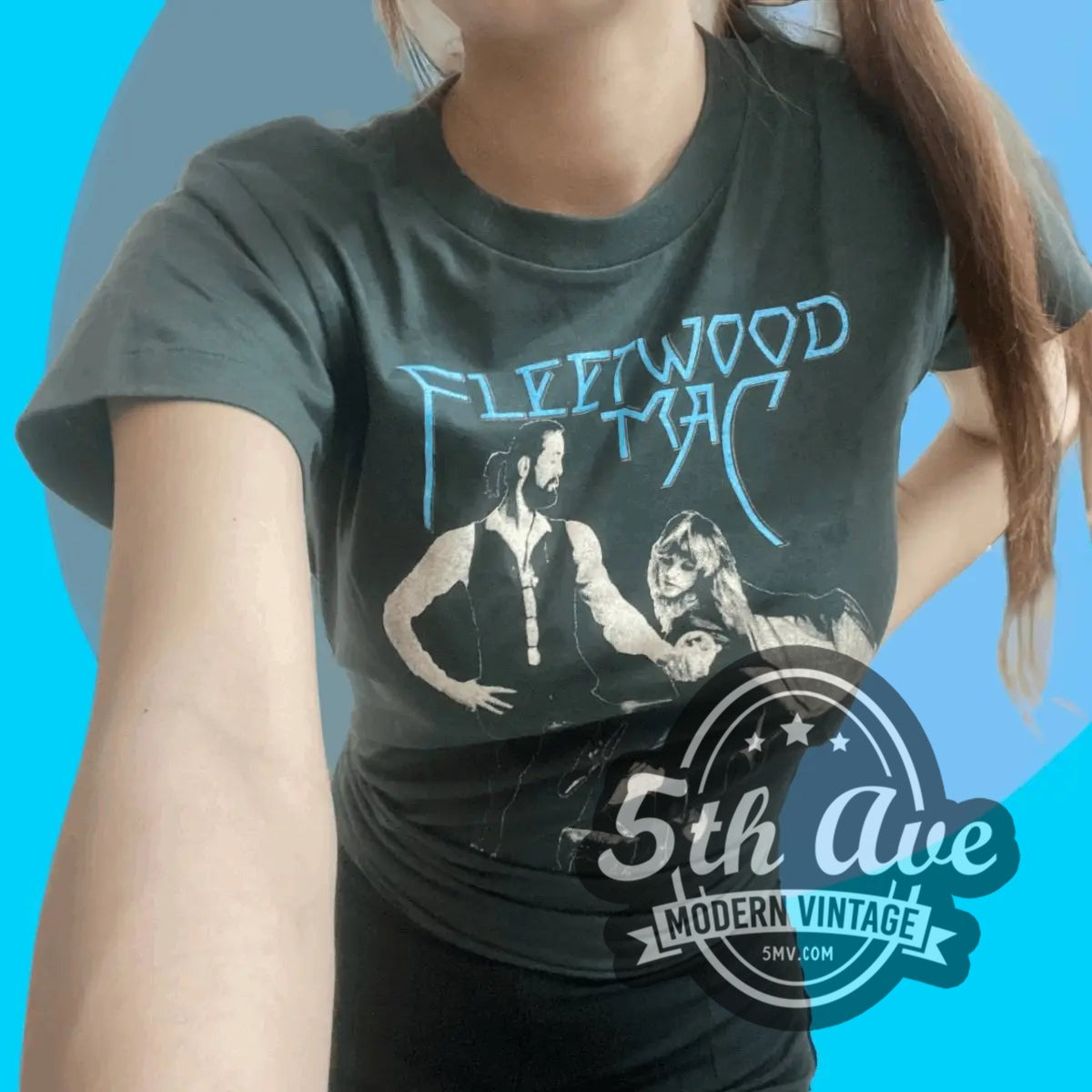 Fleetwood Mac vintage band t-shirt, front view on a display rack, photo 3