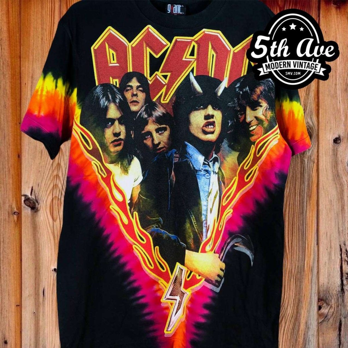 AC/DC Highway to Hell Tie Dye: Rock 'n' Roll Revival in All-Over Print Vintage t shirt - Vintage Band Shirts