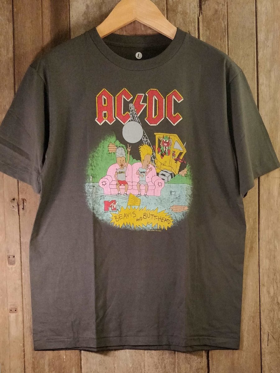 AC/DC x Beavis and Butt-Head: Rockin' Single Stitched Collaboration t shirt - Vintage Band Shirts