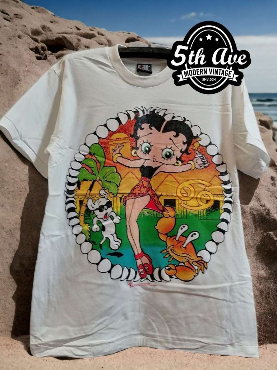 Betty Boop Beach single stitch t shirt - Vintage Band Shirts