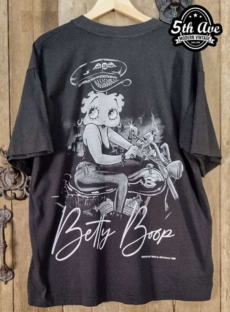 Betty Boop Betty Rides - New Vintage Animation T shirt - Vintage Band Shirts