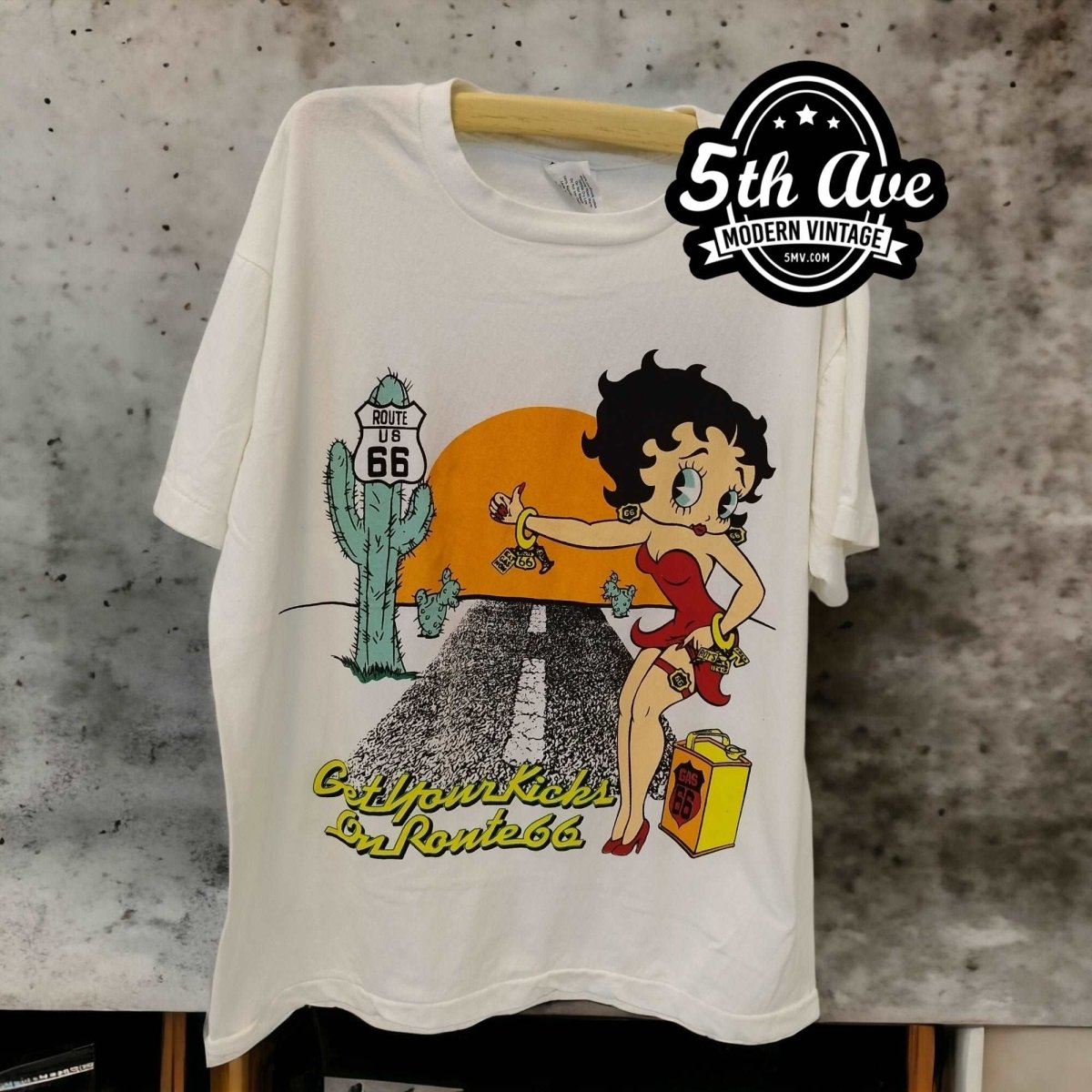 Betty Boop Get Your Kicks On Route 66 - Vintage Band Shirts