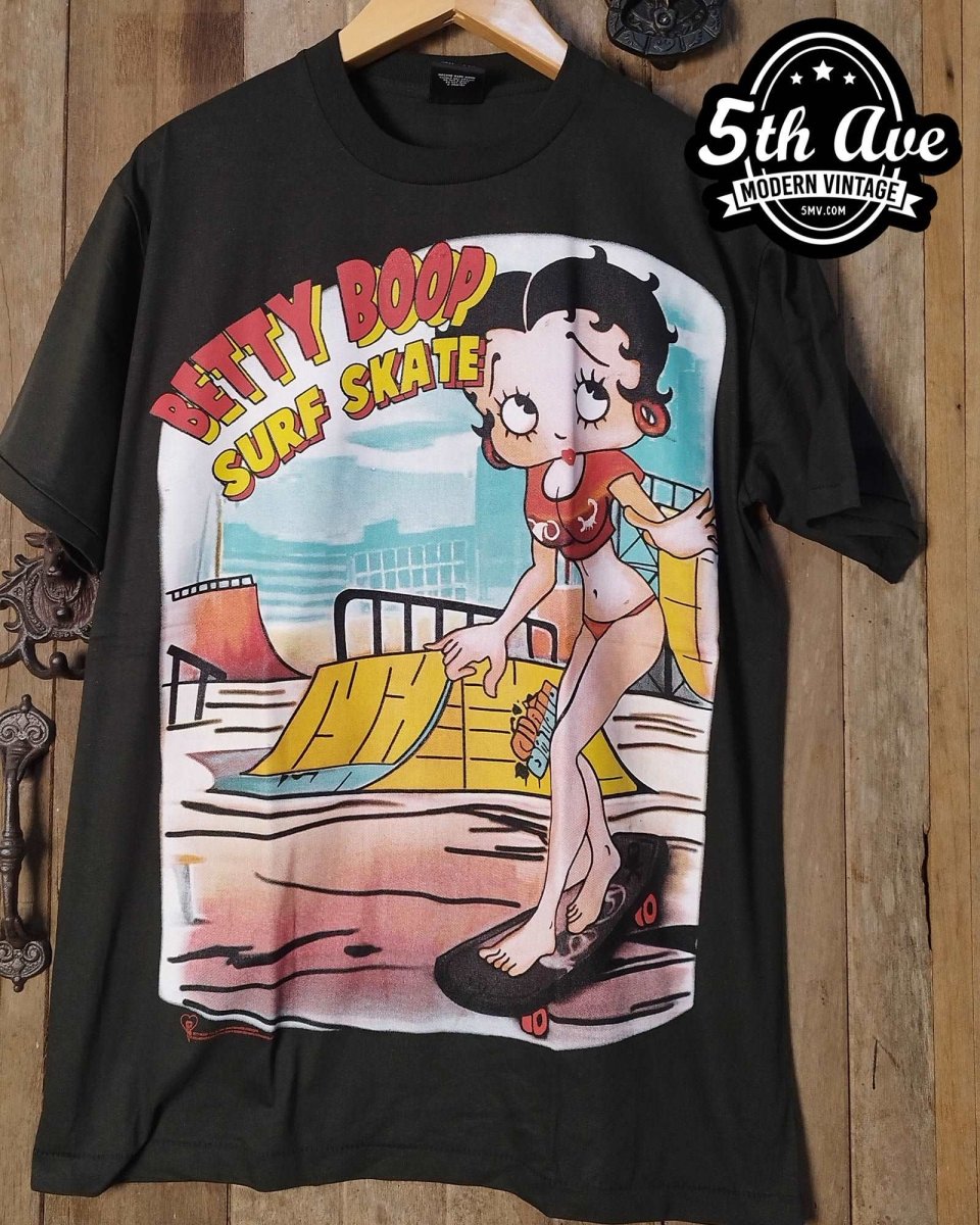 Betty Boop I'm Good at Surf Skate - AOP all over print New Vintage Animation T shirt - Vintage Band Shirts