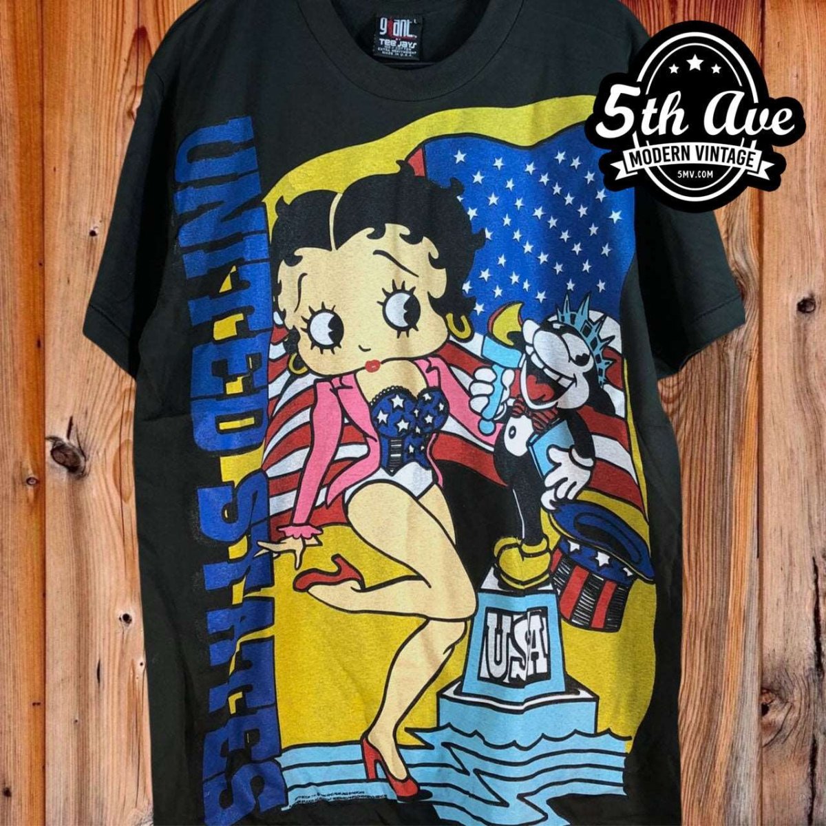 Betty Boop USA - AOP all over print New Vintage Animation T shirt - Vintage Band Shirts