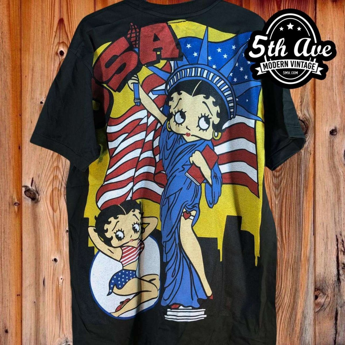 Betty Boop USA - AOP all over print New Vintage Animation T shirt - Vintage Band Shirts