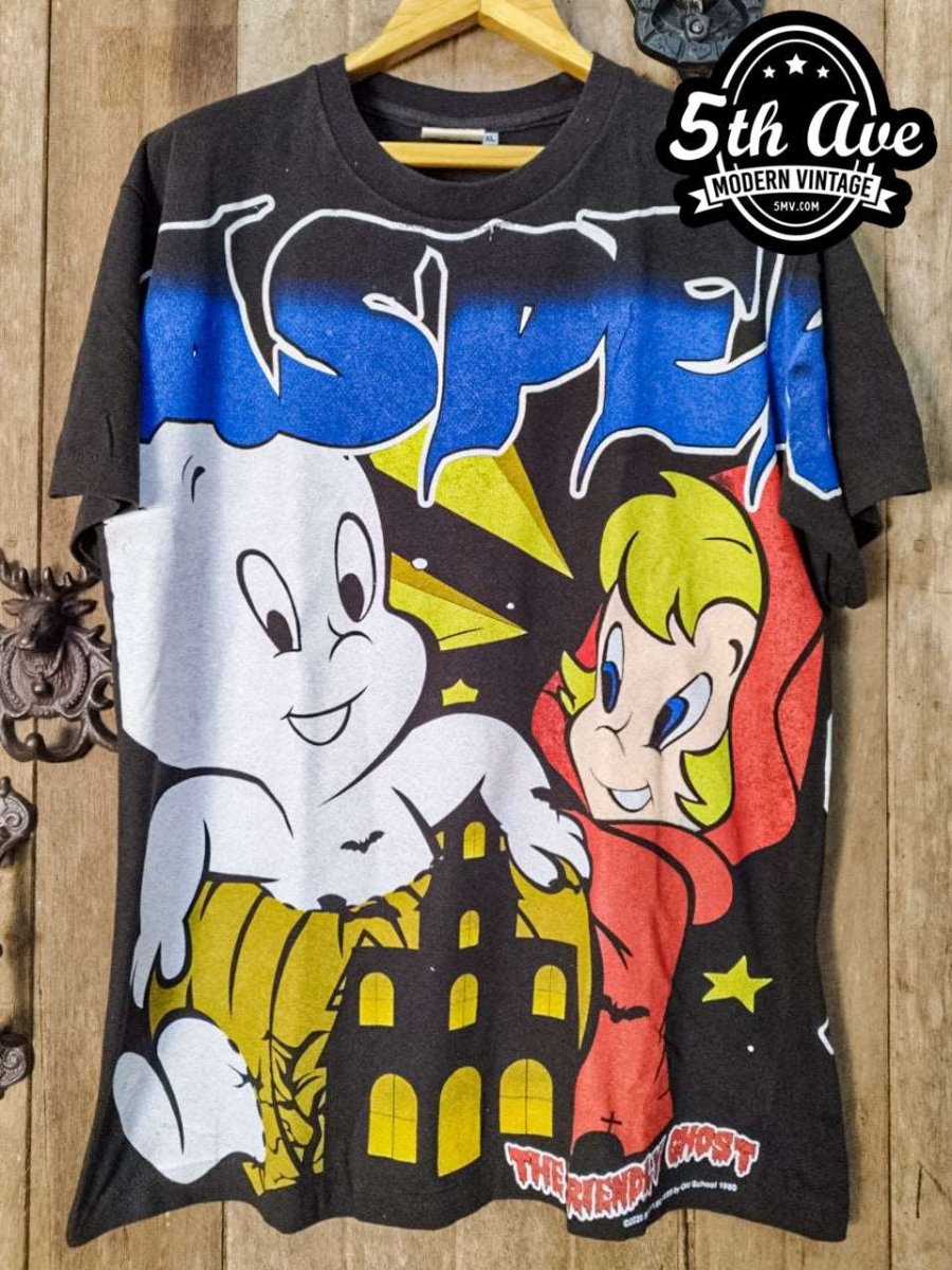 Enchanted Casper Adventures: Friendly Ghost Overprint t shirt - Vintage Band Shirts