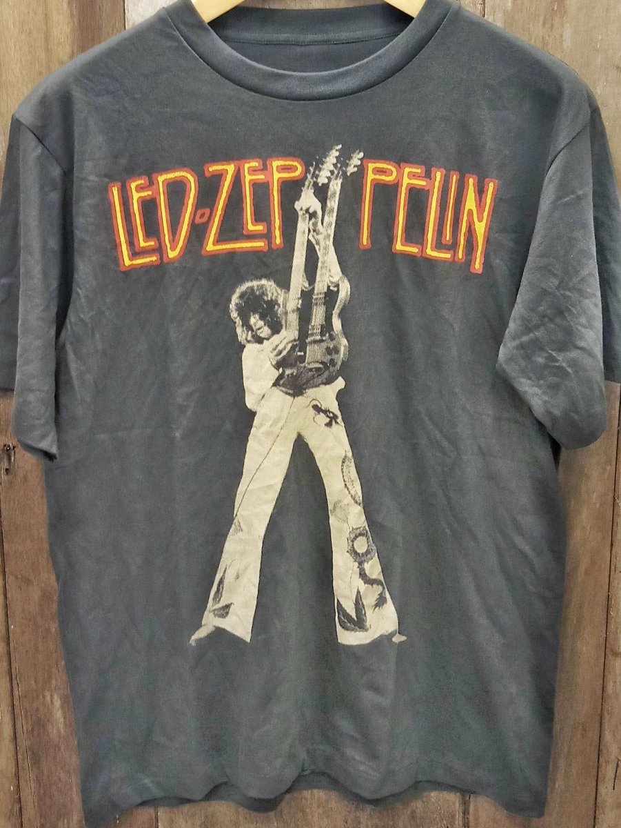 Led Zeppelin Jimmy Page Double Neck Guitar T-Shirt: A Tribute to Guitar Legend - Vintage Band Shirts