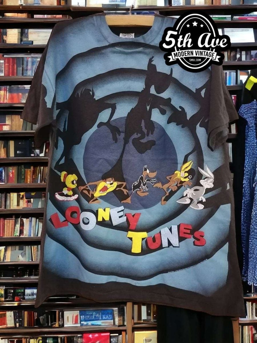 Looney Tunes All-Star Overprint Tee: Bugs, Wile E. Coyote, Daffy Duck, and Marvin the Martian - Vintage Band Shirts