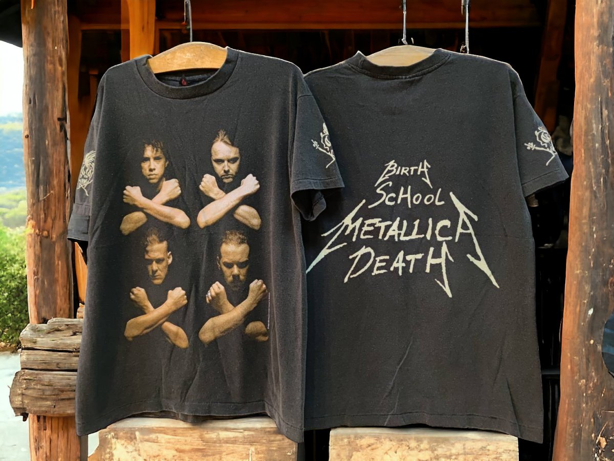 Metallica 'Birth School Metallica Death' Distressed Tribute T-Shirt - Vintage Band Shirts