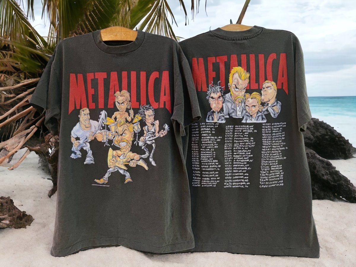 Metallica Cartoon Crew Neck Tee: Rock Your Style with Streetwear Flair! - Vintage Band Shirts