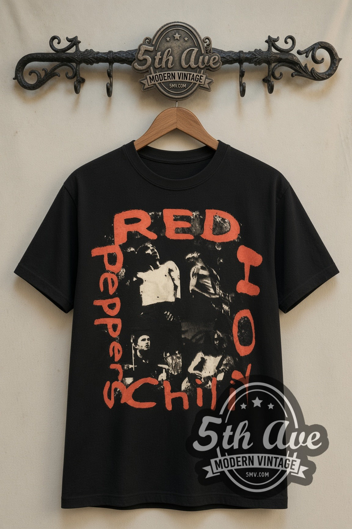 Red Hot Chili Peppers Orange Frame live photo collage new vintage band tee on the 5MV rack