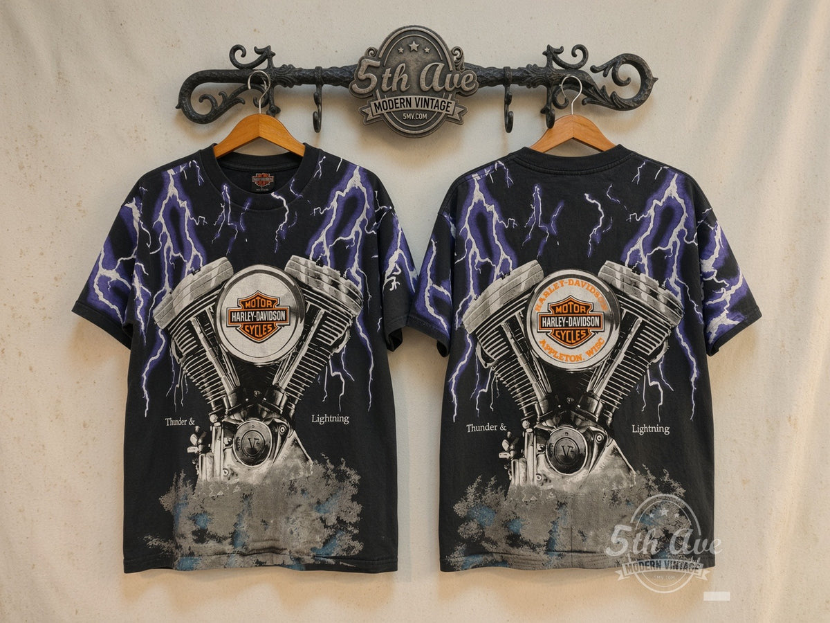 Harley-Davidson vintage band t-shirt front and back on rack