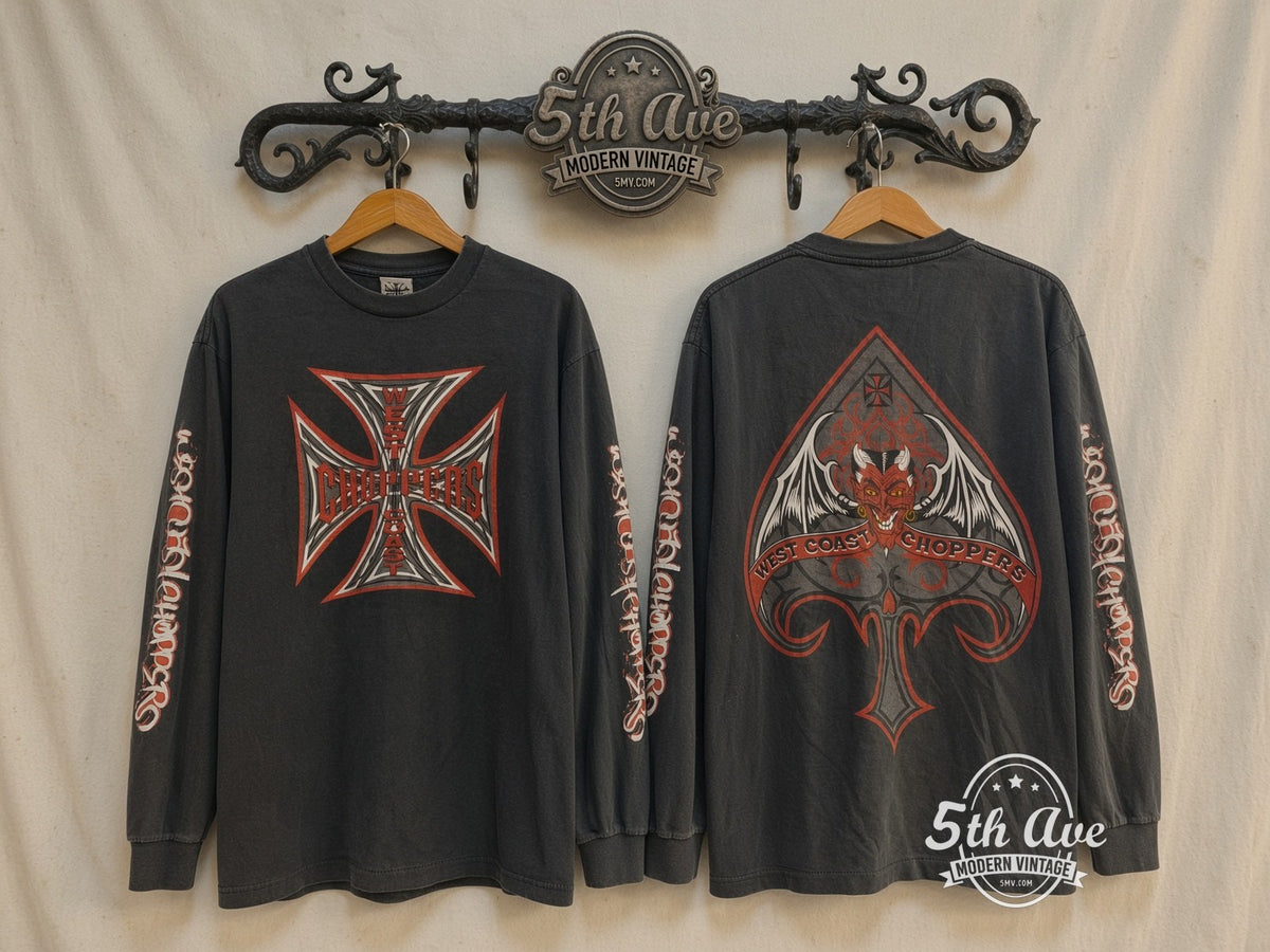 West Coast Choppers vintage band t-shirt front and back on rack