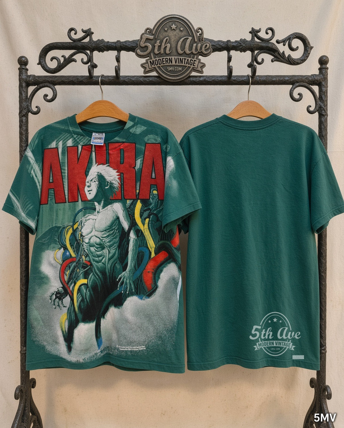 Akira vintage band t-shirt front and back on rack