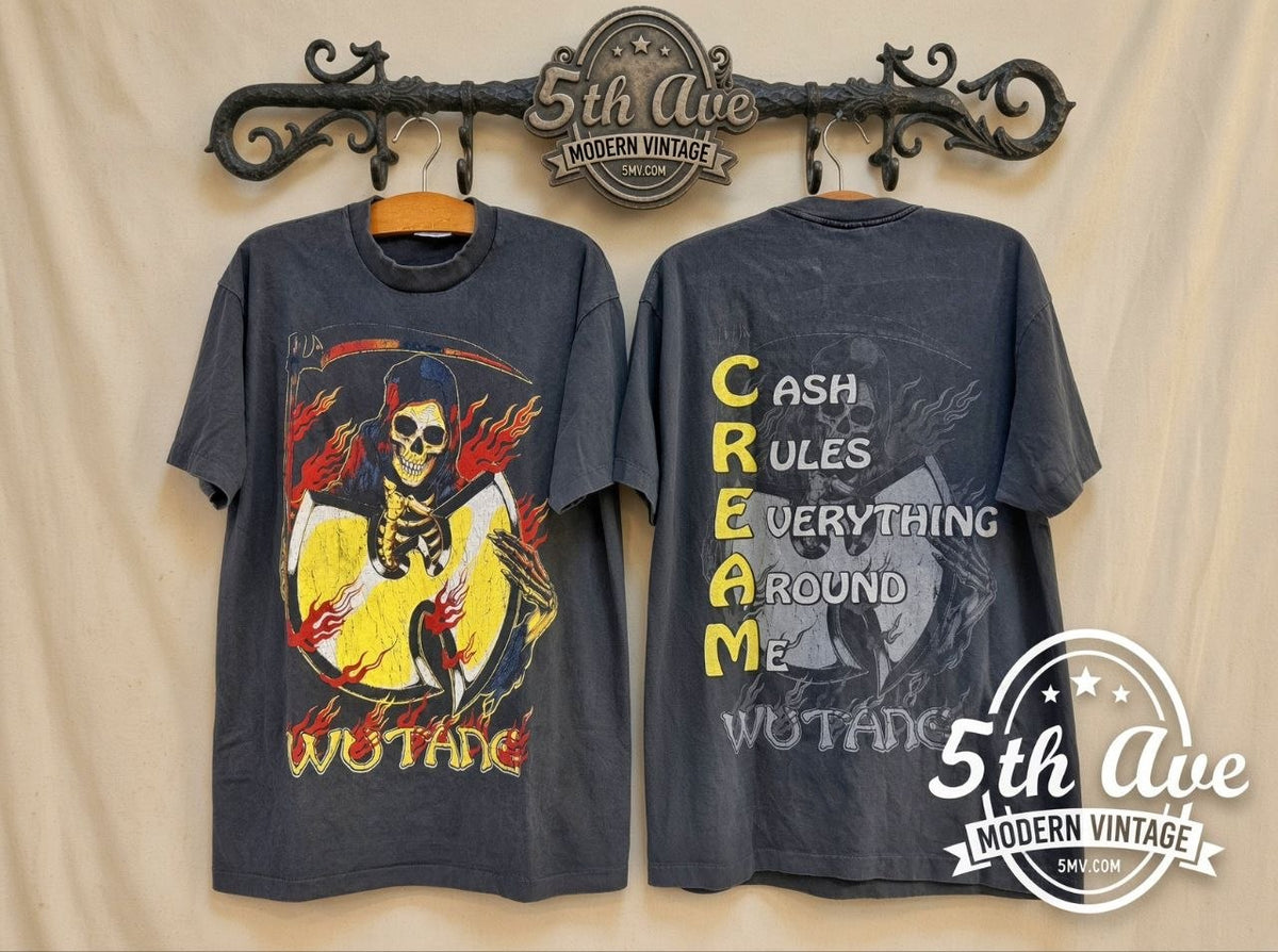 Wu-Tang Clan vintage band t-shirt front and back on rack