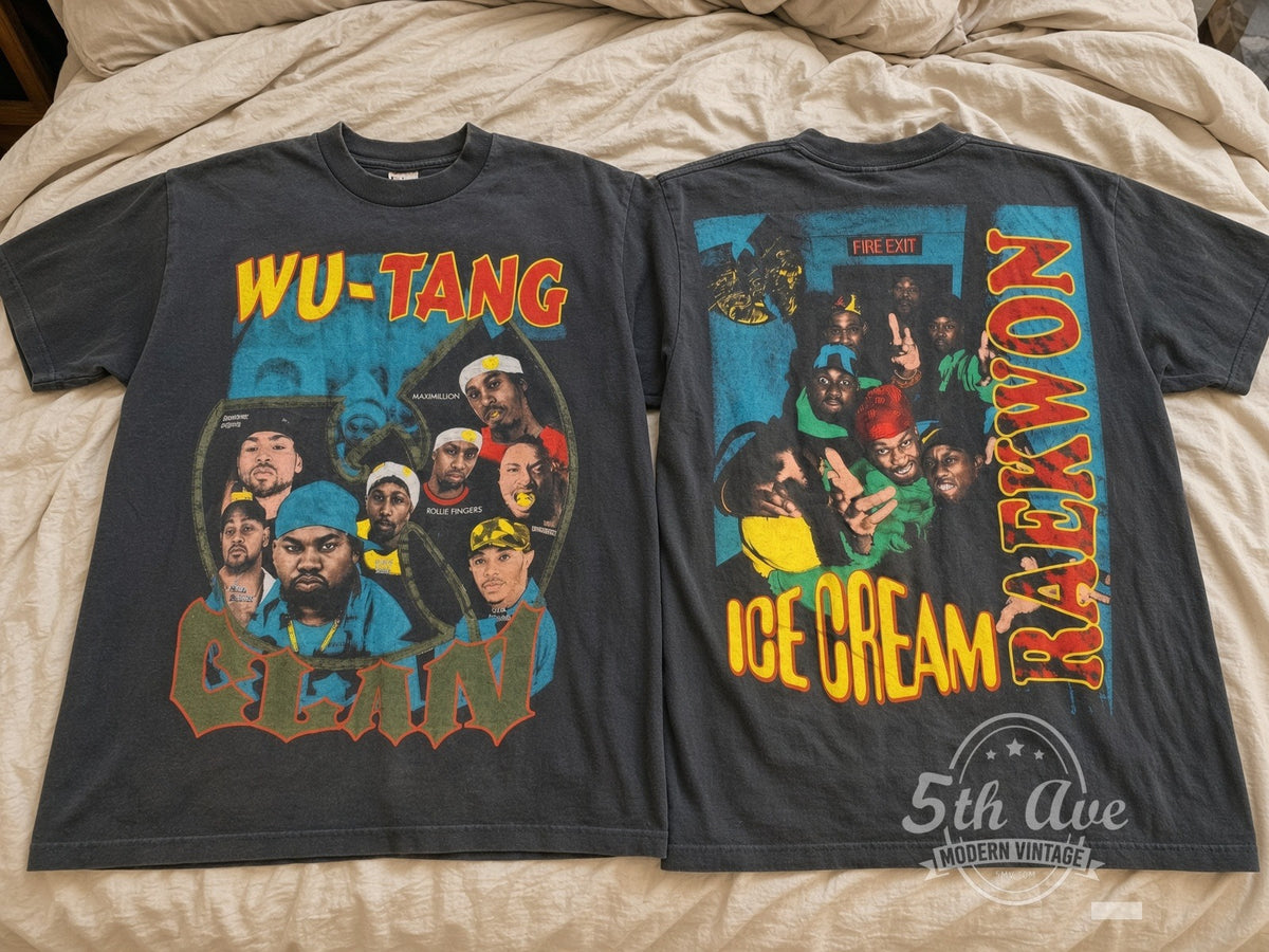 Wu-Tang Clan / Raekwon – Ice Cream vintage t-shirt laid on bed
